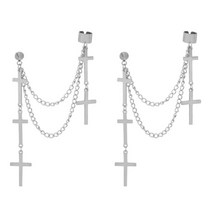 이츠굿텐 십자가 체인 롱 남성 귀걸이 이어커프 귀찌 피어싱 남녀공용 earring