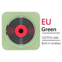 벽걸이 CD플레이어 휴대용 음악 플레이어 블루투스 벽 장착형 CD 스테레오 홈 오디오 붐 박스 적외선 무선 원격 제어 FM 라디오, CHINA_Green-EU PLUG