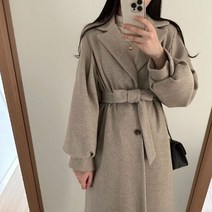 (3온스 누빔안감 한겨울ver.) 퍼프 허리끈 울 롱코트