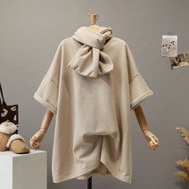 모노시크 발란델 기모 박시핏 티셔츠 + 머플러 세트 MNTE348