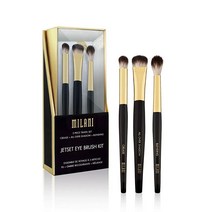 밀라니Milani Jetset 아이 브러시 키트 (3 피스 세트) 휴대용 아이섀도우 어플리케이션을 위한 여행용 사이즈 3개 고급 합성 칫솔모로 제작