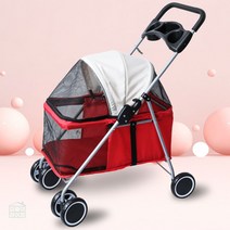 편리한 접이식 유모차 강아지 이동식캐리어 퍼피웨건 노령견 개모차 애견 산책 용품 팻모차, 빨간 손수레 - [카백 분리 불가] - [20근 적용]