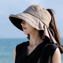 여성 골프 모자 목 가림 여름 넓은 챙 큰 창 썬캡 라운딩 여자 뒷목커버, 그레이