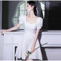 스퀘어넥 벌룬 원피스 퍼프 스커트 력셔리 돌잔치맘 피로연 드레스