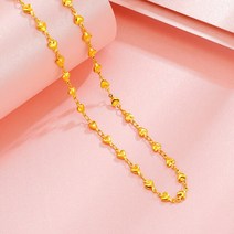 순금목걸이줄 체인 민줄 스네이크 뱀줄 진짜 24k 순금 컬러 Jingling 벨 펜던트 목걸이 여성 신부 45CM O