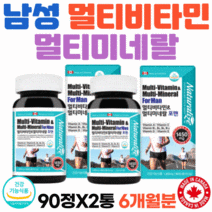 남편 아빠 멀티 비타민 복합 미네랄 데일리 종합 비오틴 영양제 남성 남자 활력 활기 항산화 수용성 지용성 아연 엽산 20대 30대 40대 50대 60대 캐나다산 90정 2통 6개월