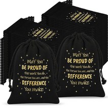 Fumete 직원 감사 선물 드로스트링 백 50개 동료 가방 May You Be Proud Thank Gift 팀 선생님용 (화이트 10.2 x 15.2cm(4 6인치))52105, 5 x 7 Inch, Black