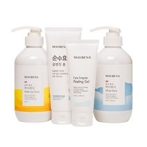 메이베나 순수 효소 3종 세트 바디워시 500ml 2개 + 클렌징 폼 150ml + 필링젤 100ml, 효소바디 택 2 무향 시트러스