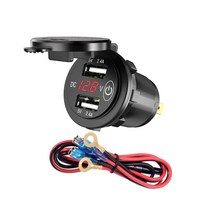 현카 차량용 오토바이 시거잭 USB 충전기 멀티 시가 소켓 12-24V 매립형 터치전원, 1개, 2구
