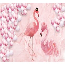 도배풀기계 Xuesu 핑크 플라밍고 벽지 우유 차 가게 미용실 문신 벽 취재 라이브 그물 빨간색 배경 정의, 09 9_02 Waterproof  Canvas