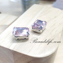 8-10mm 직사각 캡보석 30개 백금도금, 1봉, 핑크