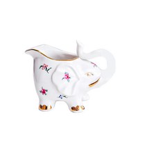 Hand Painted Porcelain Milk Jar 24k Gold Rim New Bone China Water Juice Jugs Happy Elephant Creamer, 200ml