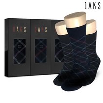 닥스(시즌잡화) [닥스양말] 신사3족세트 면스판디자인 사색체크 22303