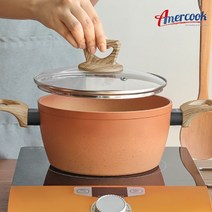냄비세트 인덕션 겸용 주방 코팅 양수 편수 냄비 4종 세트, 테라코타 편수18cm