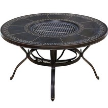 야외 바비큐 숯불 테이블 화로 마당 하향식 로스타, 코로나 의자 4개 + 100CM 숯테이블