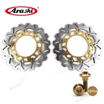 Arashi 1 쌍 오토바이 CNC 완전 부동 플로팅 브레이크 디스크 로터 에 YAMAHA XVS CU CUSTOM 1300 2014-2016, 금색+금색나사