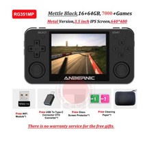 미니컴파이 anbernic rg351mp 금속 레트로 핸드 헬드 게임 콘솔 ps1 psp n64 gba fc 10000+ 비디오 게임 플레이어 포켓 콘솔 박스 wifi, 64g 블랙