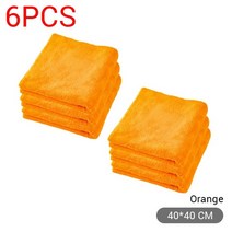 seametal 마이크로 화이버 타월 세차 천 다목적 추가 플러시 섬유 edgeless 청소 타월 자동차 디테일 청소 걸레, 오렌지 6개, 극세 섬유
