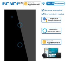 iot스위치 애플 홈킷 스마트 스위치 중립 없음 EU/US 와이파이 터치 센서 조명 벽 홈 1/2/3 갱 시리 음성 제어, [05] 662 Homekit BLACK 02, 11 662 Homekit BLACK 02