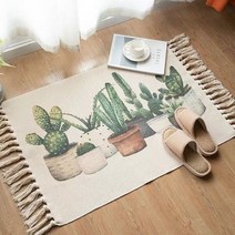 거실 캠핑 안마의자 러그 카페트 북유럽 면 및 린넨 니트 러그 에스닉 스타일 카펫 술 small rug 침실 주방 러그 매트 boho 빨 홈 장식