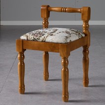 4203 SL겔러리 스툴 보조의자 화장대의자 간이의자 인테리어의자 원목의자 엔틱 빈티지 디자인 신라목재 다양한색상 아이보리 초코 브라운 블랙 화이트, 43]플라워-엔틱, 1개