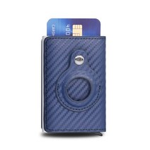 스마트 카드 리더기 휴대용 카드단말기 스마트 에어 태그 지갑 RFID 슬림 디자인 프리미엄 탄소 섬유 가죽, 06 T-Blue