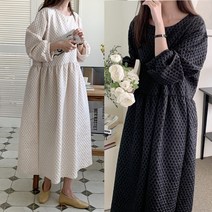 제이앤지니 OP-1030 네즈 빅사이즈 볼륨 자가드 롱원피스 2칼라
