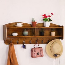 북유럽 벽걸이행거 빈티지코트랙 원목 벽행거 우드 옷걸이 선반, 더블 레이어 / 진갈색