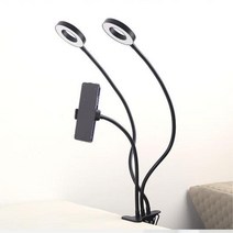 폰거치 유투브조명 탁상용 더블 링라이트 유튜브조명 유튜브교육 led 촬영, 블랙, 1개