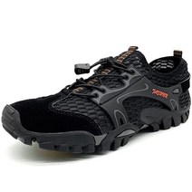 미국발송 CMM 남성용 하이킹 슈즈 맨발 샌들 소프트 토 슬립온 트레킹 슈즈 통기성 메시 워킹화 아웃도어 경량 블랙.