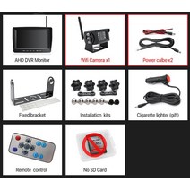 어라운드뷰 후방 사이드 카메라 AHD 1080P 전자 무선 DVR 레코더 트럭 트레일러 버스 RV 픽업 트레일러 용, 01 1 cameras
