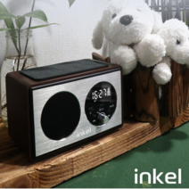 인켈 올인원 오디오 블루투스 FM라디오 USB SD카드 AUX 시계 알람 무선충전-T2, 월넛