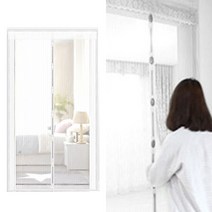 현관 방충문 모기장 문 원터치 방문 붙이는 방충망 촘촘 자석 미세먼지 창문 필터 방진망, 원형자석 방충망 화이트 90x210cm