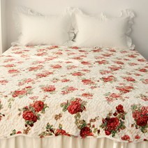 빈티지로즈 퀼팅 극세사 스프레드 SS/Q, 아이보리