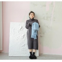 겨울 늘어나는 목폴라 롱 니트 원피스 일상복 따뜻한