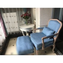 미국 거실 패브릭 가죽 앤틱 소파 유럽 침실 의자 프랑스 클래식 쇼파 1인용, . + AJ.푸른색의 홑의자