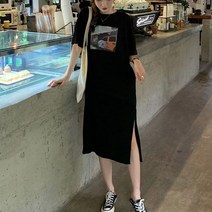 캐주얼 루즈핏 원피스 데일리 일자핏 프린팅 롱원피