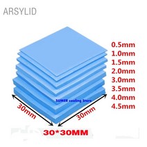 써멀패드 그래픽카드 고품질 30*30mm 다양한 두께 열전도율 3.6W GPU CPU 방열판 냉각 전도성 실리콘 패드 열 패드 다양한, 03 thickness 2.0mm