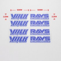 타이어 휠 자동차 자동차 스타일링 림 스티커 광선 폭스 레이싱 PVC 장식 타이어 휠 방수 4 개, 03 RAYS VOLK BLUE