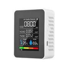 포름알데히드 측정기 새집증후군 co2 meter air quality monitor semiconductor sensor 5 in 1 formaldehyde hcho tvoc, 백색 반도체