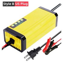 12V 8A 24V 4A 자동차 배터리 충전기 LED 디스플레이 100-240V EU 미국 2AH-20AH 납산 배터리용 스마트 바이크 오토바이, 03 EU Plug 12V 6A, 03 US Plug 6A 12V