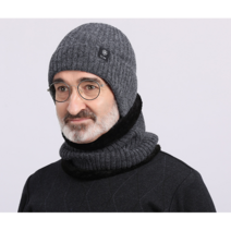 실버 모자 남자 겨울 귀마개 노인 모자 아빠 할아버지 니트 비니