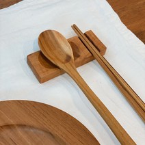홈리학 나무수저 숟가락 젓가락 캠핑 수저 세트, 사각+둥글사각