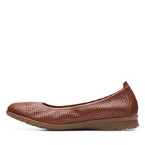 Clarks 여성용 Airabell 미드 발레 플랫 블랙 가죽 12202551, 6 Wide, Green, Green