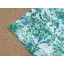 패브릭제이 대폭 30수 마 페이즐리 착색 프린트 번아웃 원단 Dreamy Green FJ-068