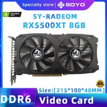 그래픽카드 SOYO-AMD Radeon RX5700XT RX580 5500XT 6600XT 6600M GDDR6 비디오 메모리 그래픽 카드 데스크탑 컴퓨터용 PCIE3.0x16 게, [04] RX5500xt 8G, 04 RX5500xt 8G