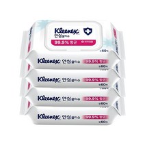 크리넥스 안심 물티슈 캡 60매, 4개