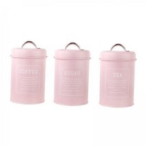 2-3pack 3pc 주방 보관 항아리 밀폐 커피 차 설탕 용기 세트 핑크, 3개, 분홍색, 금속