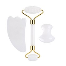 화이트 옥 얼굴 롤러 구 아슈 세트 천연석 페이셜 마사지 마사지 뷰티 스킨 케어 v 페이스 도구, 3pcs 유형 b1