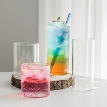 홈카페 심플 일자 하이볼 라떼 롱 글라스잔 400ml, 단품